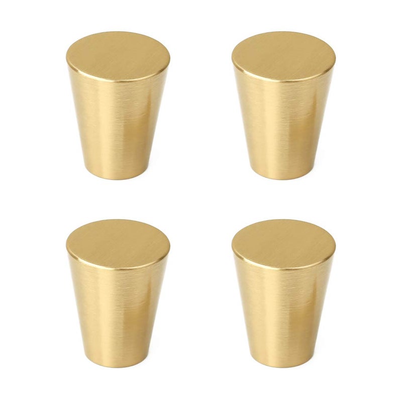 Tiazza 4Pcs Mid-Century Modern Style Premium Copper Solid Cabinet Knobs Handle Cone Shoe Book Drawer Knob Cylinder Handle (Gold) - Image 1